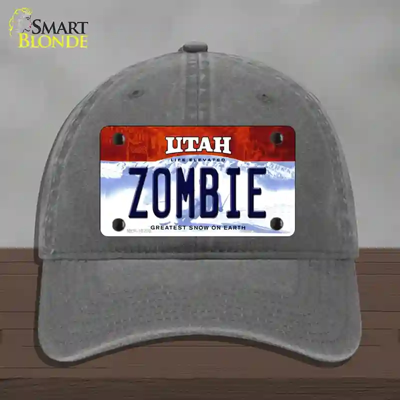 HAT08-MLP-10209 Zombie Utah Novelty License Plate Hat, Unconstructed Cotton - Charcoal