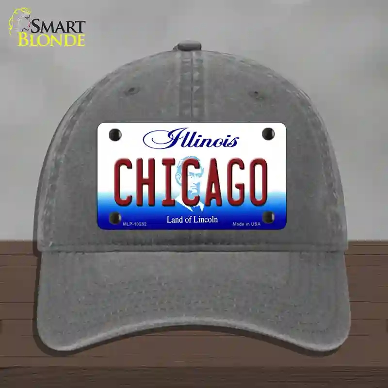 HAT08-MLP-10282 Chicago Illinois Novelty License Plate Hat, Unconstructed Cotton - Charcoal