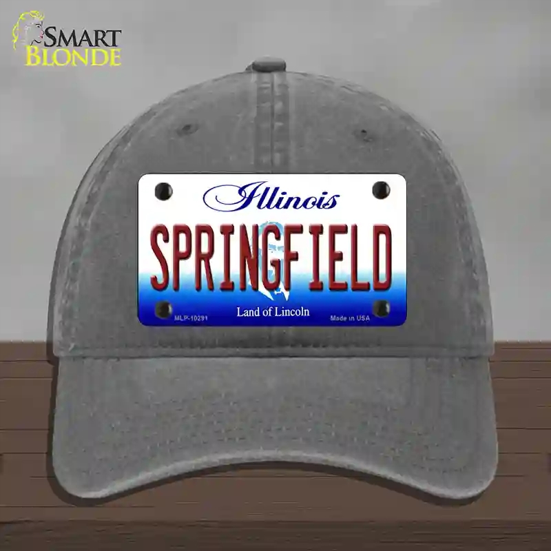 HAT08-MLP-10291 Springfield Illinois Novelty License Plate Hat, Unconstructed Cotton - Charcoal