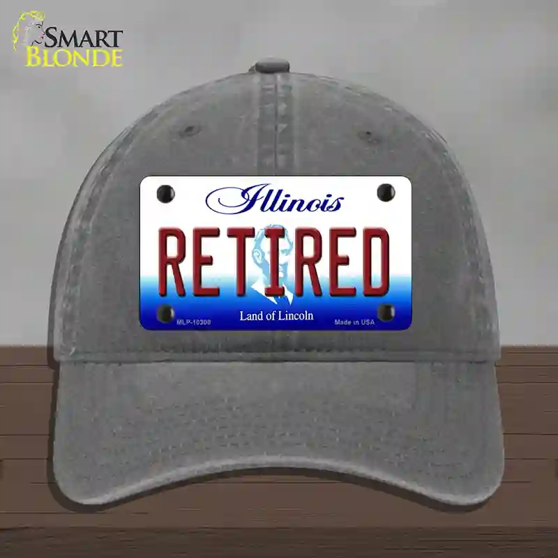 HAT08-MLP-10300 Retired Illinois Novelty License Plate Hat, Unconstructed Cotton - Charcoal