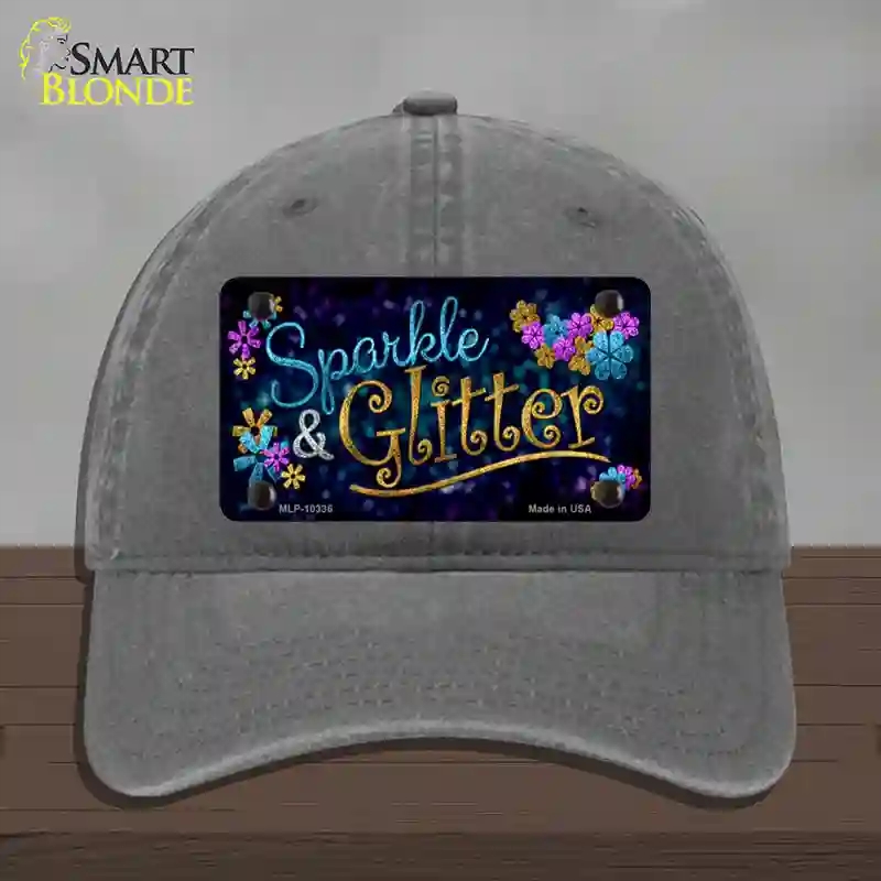 HAT08-MLP-10336 Sparkle & Glitter Novelty License Plate Hat, Unconstructed Cotton - Charcoal
