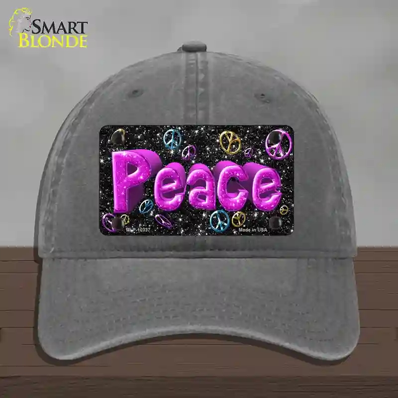 HAT08-MLP-10337 Peace Novelty License Plate Hat, Unconstructed Cotton - Charcoal