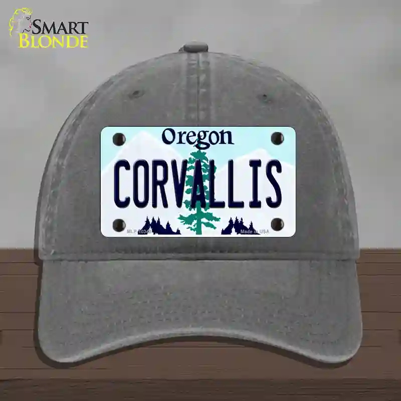 HAT08-MLP-10349 Corvallis Oregon Novelty License Plate Hat, Unconstructed Cotton - Charcoal