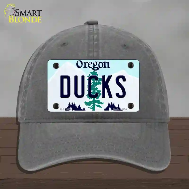 HAT08-MLP-10354 Ducks Oregon Novelty License Plate Hat, Unconstructed Cotton - Charcoal