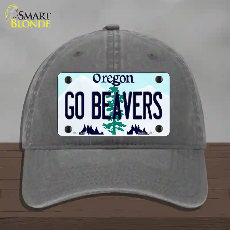 HAT08-MLP-10357 Go Beavers Oregon Novelty License Plate Hat, Unconstructed Cotton - Charcoal