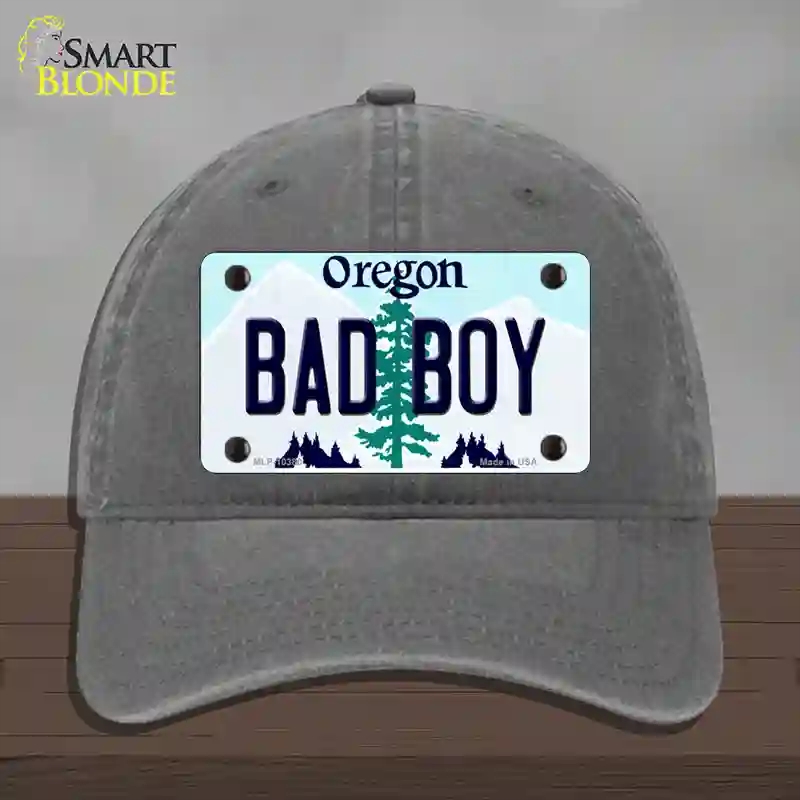 HAT08-MLP-10380 Bad Boy Oregon Novelty License Plate Hat, Unconstructed Cotton - Charcoal