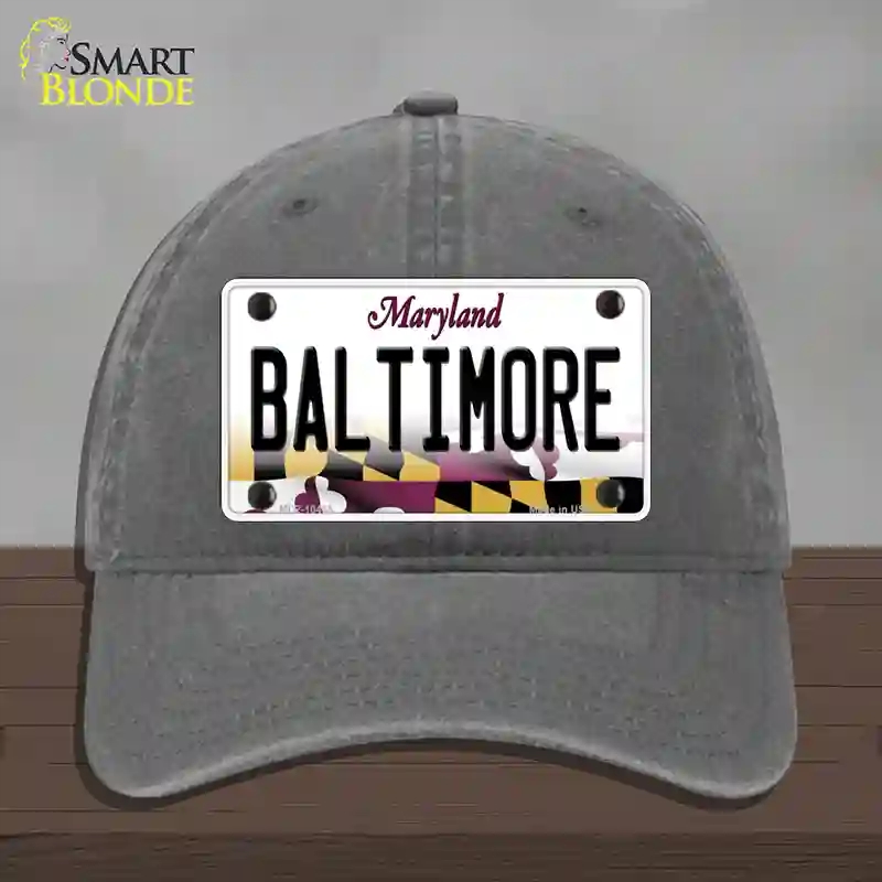 HAT08-MLP-10465 Baltimore Maryland Novelty License Plate Hat, Unconstructed Cotton - Charcoal