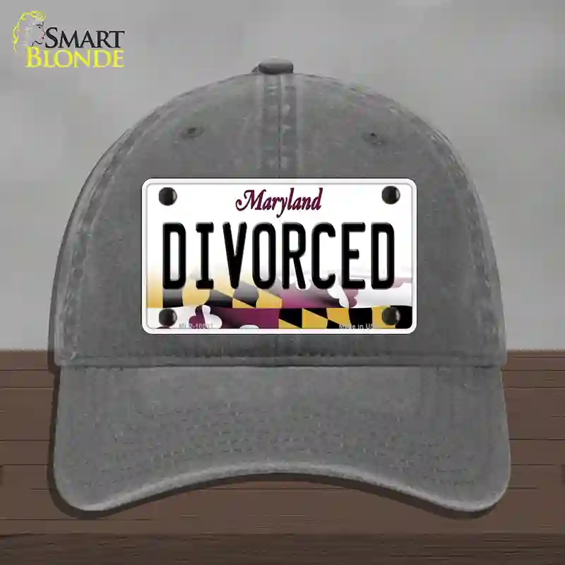 HAT08-MLP-10507 Divorced Maryland Novelty License Plate Hat, Unconstructed Cotton - Charcoal