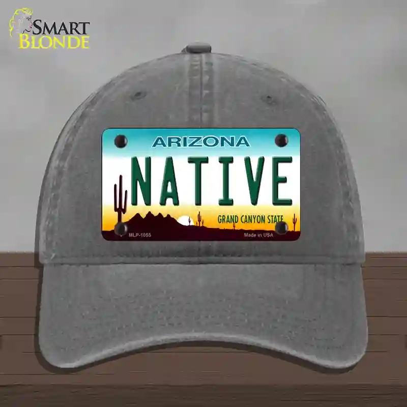 HAT08-MLP-1055 Native Arizona Novelty License Plate Hat, Unconstructed Cotton - Charcoal
