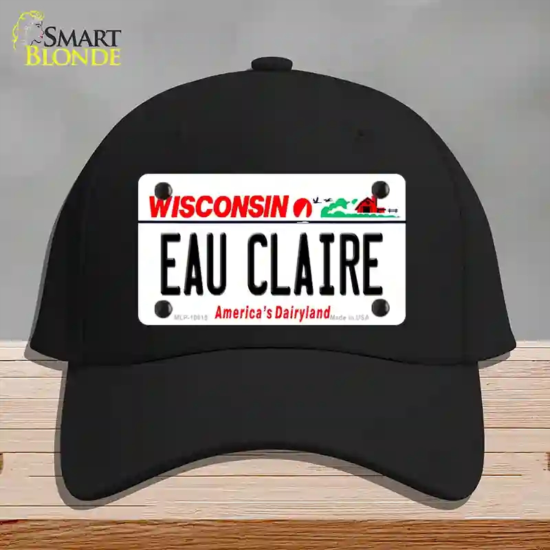 HAT03-MLP-10615 Eau Claire Wisconsin Novelty License Plate Hat, Cotton - Black