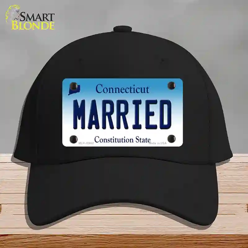 HAT03-MLP-10932 Married Connecticut Novelty License Plate Hat, Cotton - Black