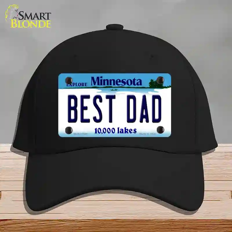 HAT03-MLP-11080 Best Dad Minnesota State Novelty License Plate Hat, Cotton - Black