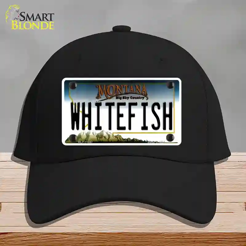 HAT03-MLP-11097 Whitefish Montana State Novelty License Plate Hat, Cotton - Black