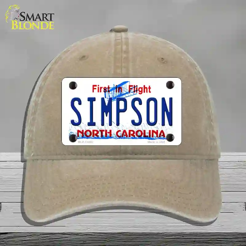 HAT09-MLP-11862 Simpson North Carolina Novelty License Plate Hat, Unconstructed Cotton - Khaki