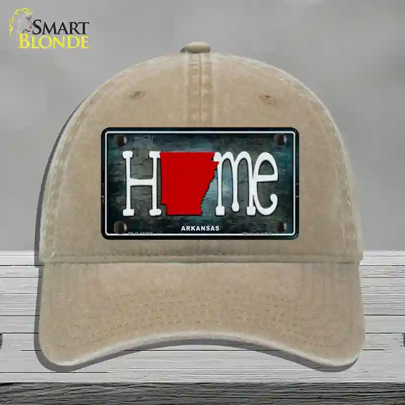 HAT09-MLP-11995 Arkansas Home State Outline Novelty License Plate Hat, Unconstructed Cotton - Khaki