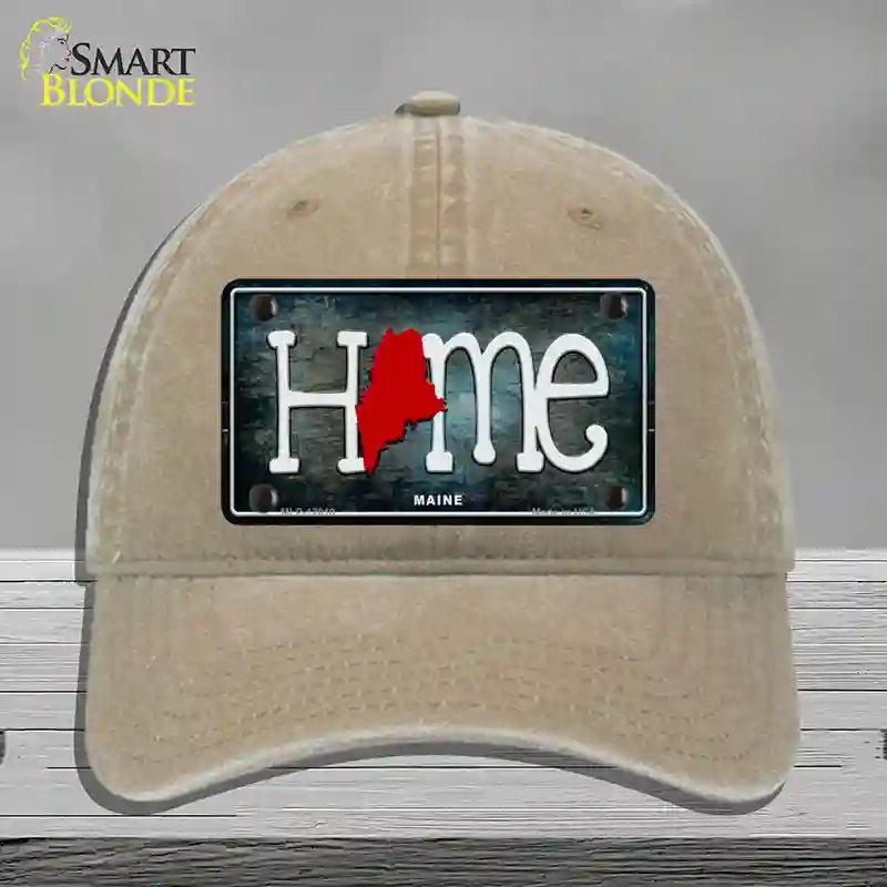 HAT09-MLP-12010 Maine Home State Outline Novelty License Plate Hat, Unconstructed Cotton - Khaki