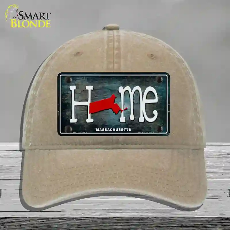 HAT09-MLP-12012 Massachusetts Home State Outline Novelty License Plate Hat, Unconstructed Cotton - Khaki