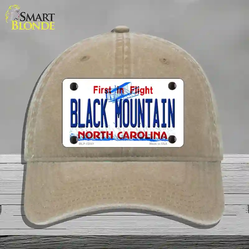 HAT09-MLP-12051 Black Mountain North Carolina Novelty License Plate Hat, Unconstructed Cotton - Khaki