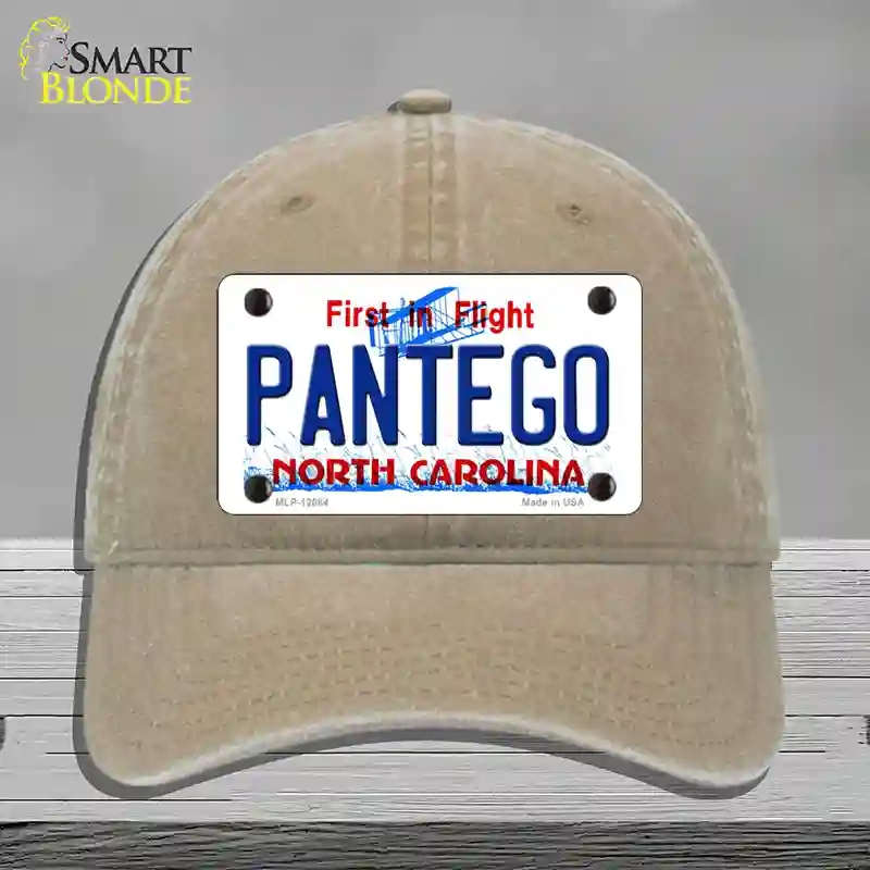HAT09-MLP-12084 Pantego North Carolina State Novelty License Plate Hat, Unconstructed Cotton - Khaki
