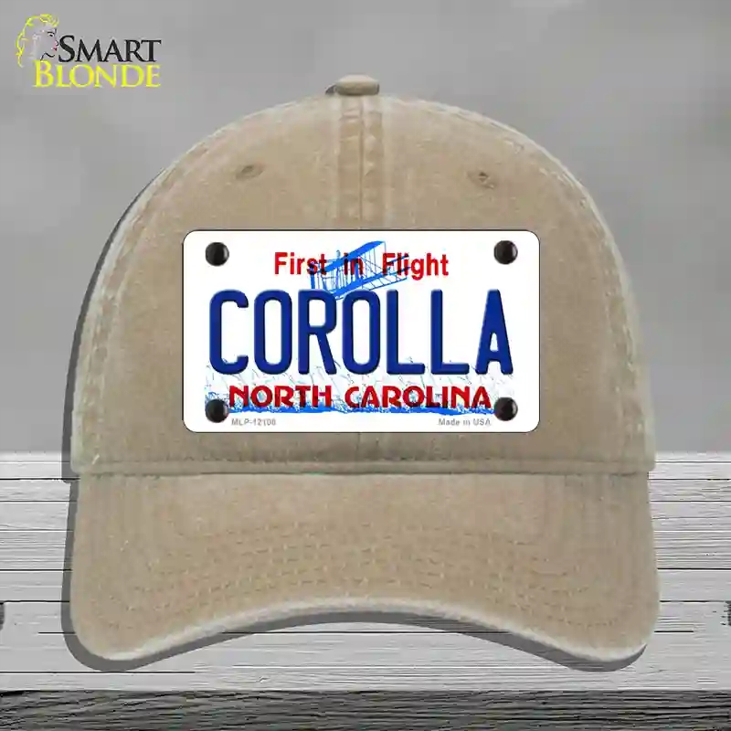 HAT09-MLP-12108 Corolla North Carolina State Novelty License Plate Hat, Unconstructed Cotton - Khaki