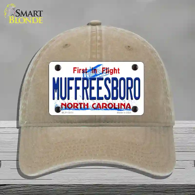 HAT09-MLP-12111 Muffreesboro North Carolina State Novelty License Plate Hat, Unconstructed Cotton - Khaki