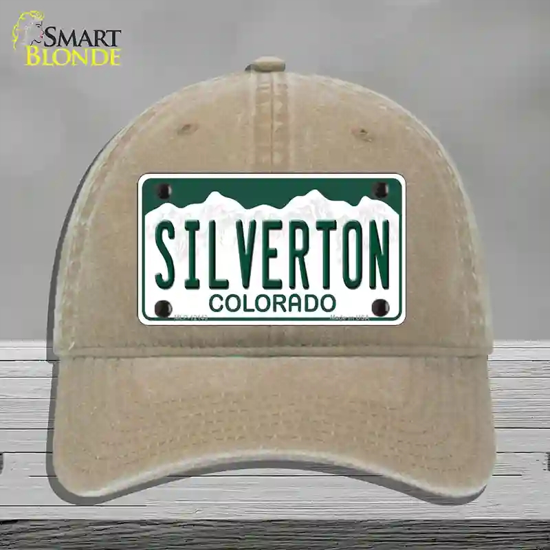 HAT09-MLP-12143 Silverton Colorado Novelty License Plate Hat, Unconstructed Cotton - Khaki