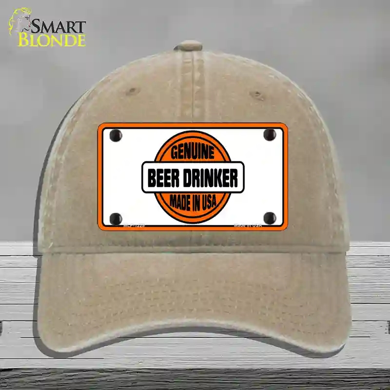 HAT09-MLP-1228 Genuine Beer Drinker Novelty License Plate Hat, Unconstructed Cotton - Khaki
