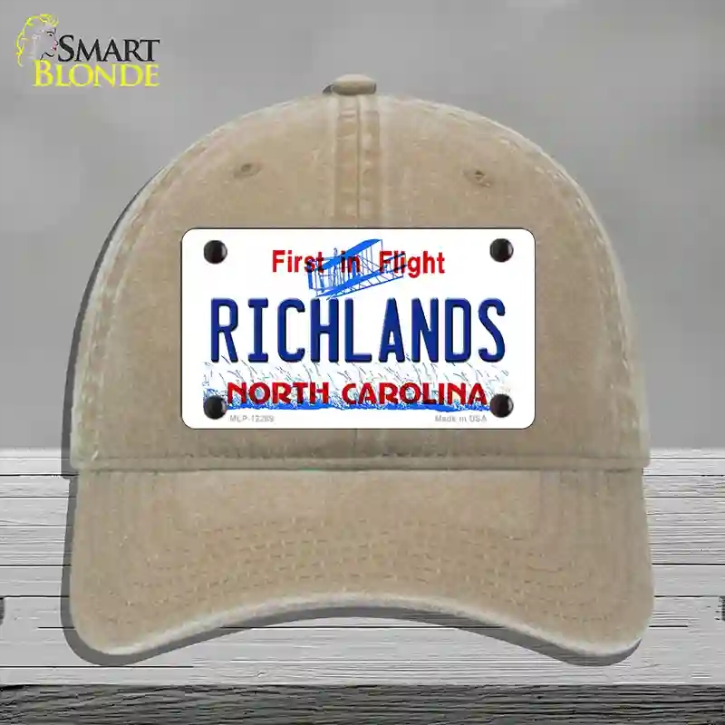 HAT09-MLP-12289 North Carolina Richlands Novelty License Plate Hat, Unconstructed Cotton - Khaki