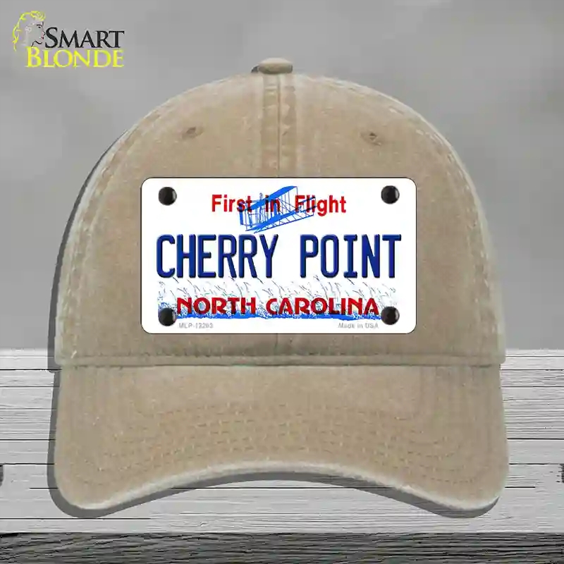 HAT09-MLP-12293 North Carolina Cherry Point Novelty License Plate Hat, Unconstructed Cotton - Khaki