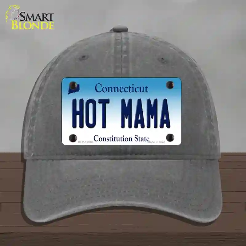HAT08-MLP-10910 Hot Mama Connecticut Novelty License Plate Hat, Unconstructed Cotton - Charcoal