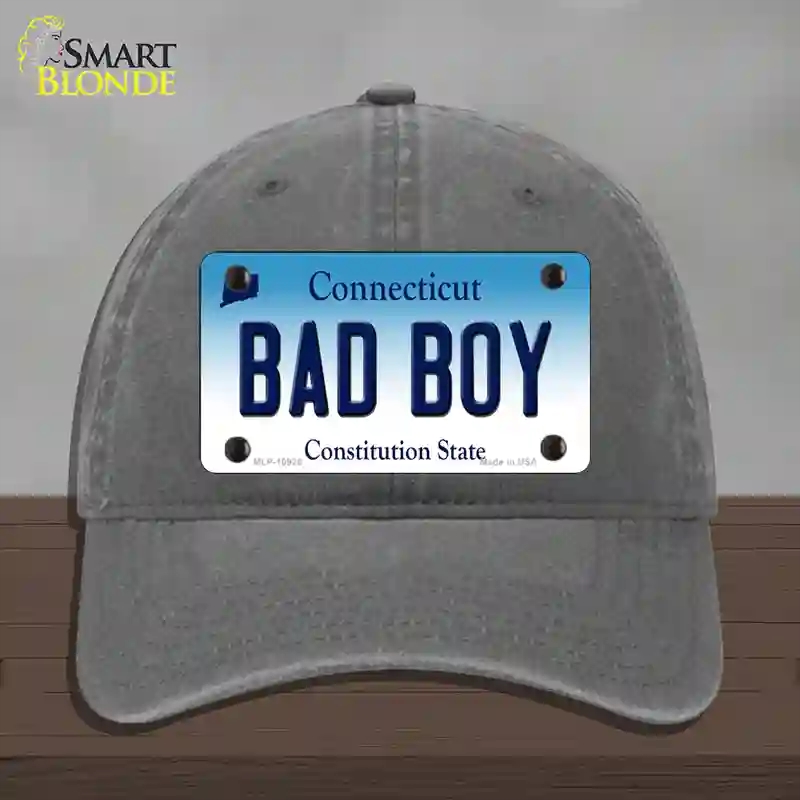 HAT08-MLP-10926 Bad Boy Connecticut Novelty License Plate Hat, Unconstructed Cotton - Charcoal
