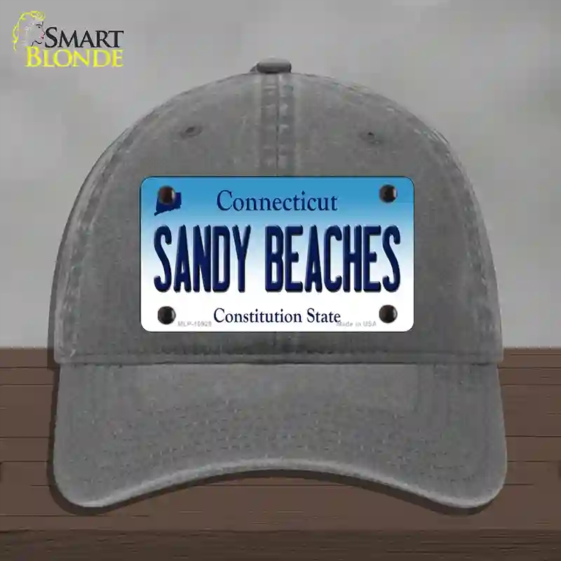 HAT08-MLP-10929 Sandy Beaches Connecticut Novelty License Plate Hat, Unconstructed Cotton - Charcoal