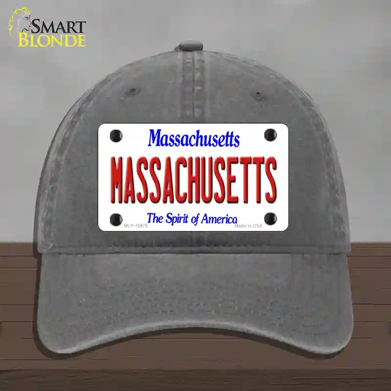 HAT08-MLP-10978 Massachusetts State Novelty License Plate Hat, Unconstructed Cotton - Charcoal