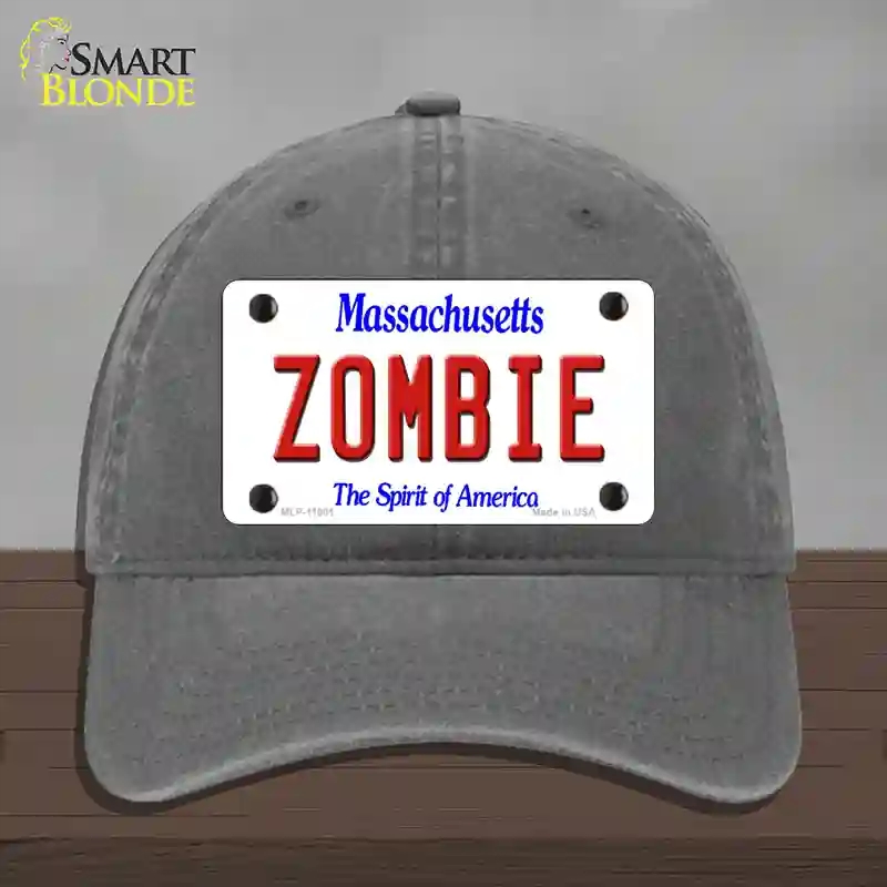 HAT08-MLP-11001 Zombie Massachusetts Novelty License Plate Hat, Unconstructed Cotton - Charcoal