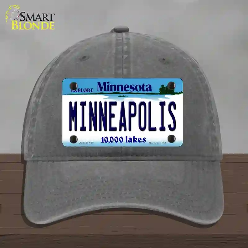 HAT08-MLP-11037 Minneapolis Minnesota State Novelty License Plate Hat, Unconstructed Cotton - Charcoal