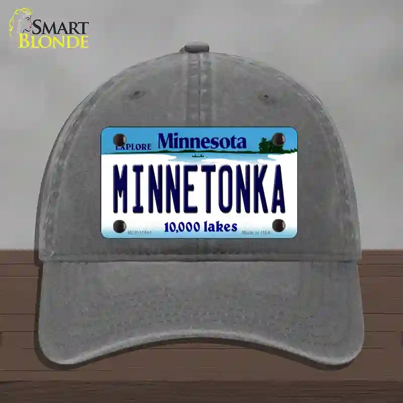 HAT08-MLP-11041 Minnetonka Minnesota State Novelty License Plate Hat, Unconstructed Cotton - Charcoal