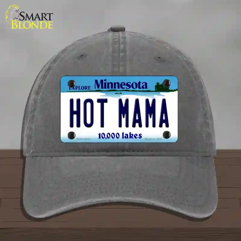 HAT08-MLP-11061 Hot Mama Minnesota State Novelty License Plate Hat, Unconstructed Cotton - Charcoal