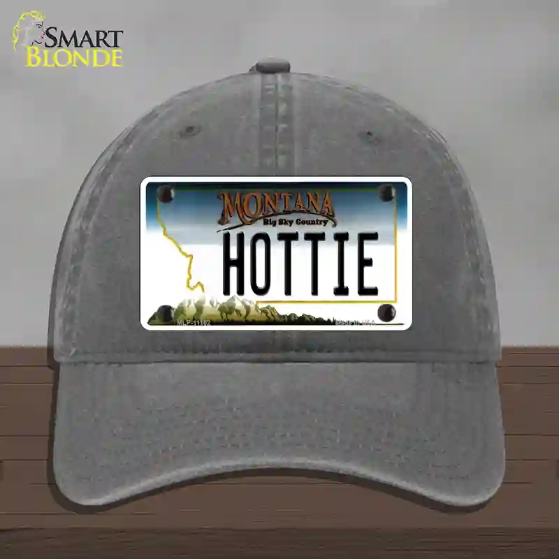 HAT08-MLP-11102 Hottie Montana State Novelty License Plate Hat, Unconstructed Cotton - Charcoal