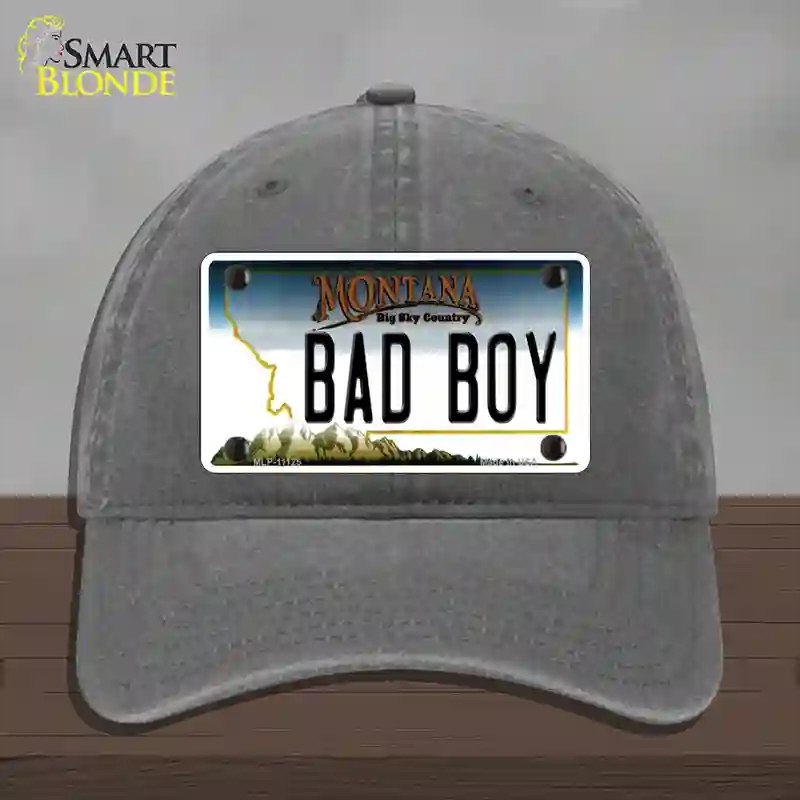 HAT08-MLP-11125 Bad Boy Montana State Novelty License Plate Hat, Unconstructed Cotton - Charcoal