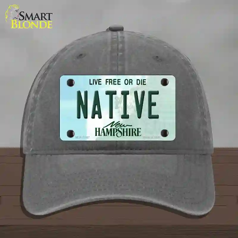 HAT08-MLP-11167 Native   Hampshire State Novelty License Plate Hat, Unconstructed Cotton - Charcoal