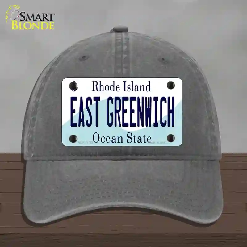 HAT08-MLP-11190 East Greenwich Rhode Island State Novelty License Plate Hat, Unconstructed Cotton - Charcoal