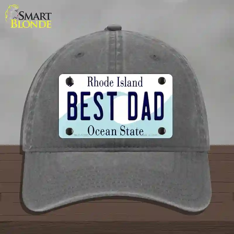 HAT08-MLP-11222 Best Dad Rhode Island State Novelty License Plate Hat, Unconstructed Cotton - Charcoal