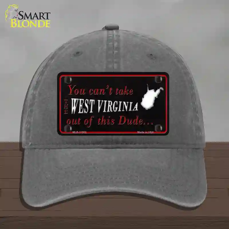 HAT08-MLP-11302 West Virginia Dude Novelty License Plate Hat, Unconstructed Cotton - Charcoal