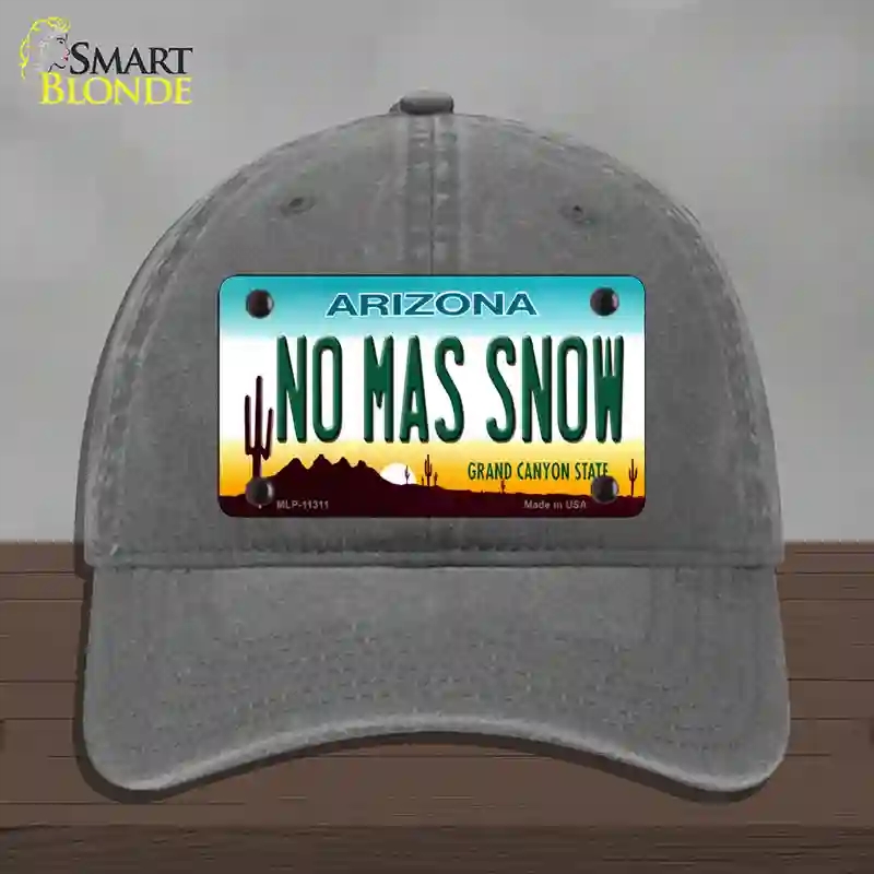 HAT08-MLP-11311 No Mas Snow Novelty License Plate Hat, Unconstructed Cotton - Charcoal