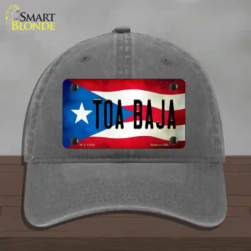 HAT08-MLP-11384 Toa Baja Puerto Rico Flag Novelty License Plate Hat, Unconstructed Cotton - Charcoal