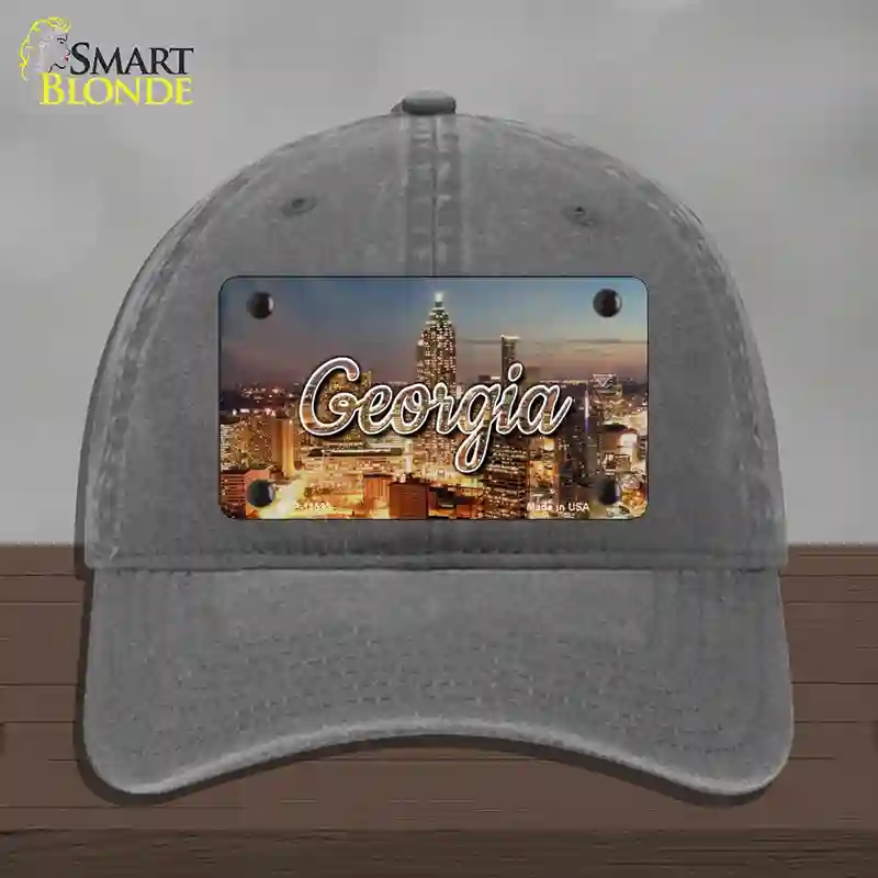 HAT08-MLP-11593 Georgia City Lights State Novelty License Plate Hat, Unconstructed Cotton - Charcoal