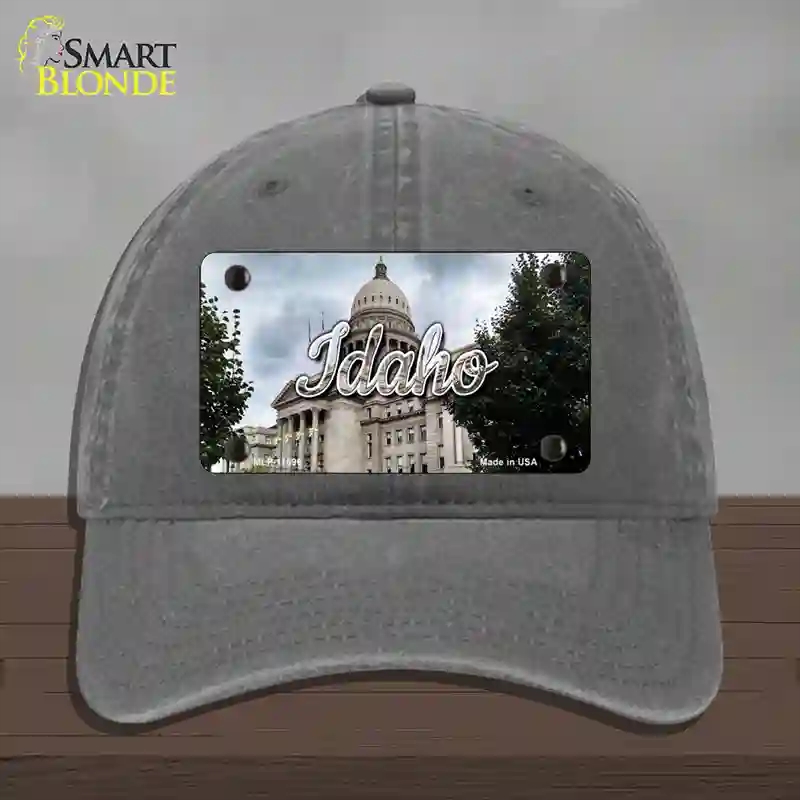 HAT08-MLP-11596 Idaho Capital Building State Novelty License Plate Hat, Unconstructed Cotton - Charcoal