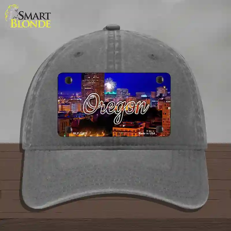 HAT08-MLP-11625 Oregon Firework City Lights State Novelty License Plate Hat, Unconstructed Cotton - Charcoal