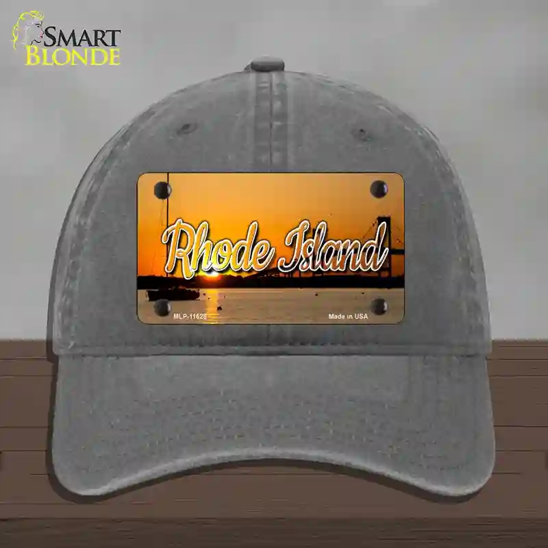 HAT08-MLP-11628 Rhode Island River Sunset State Novelty License Plate Hat, Unconstructed Cotton - Charcoal