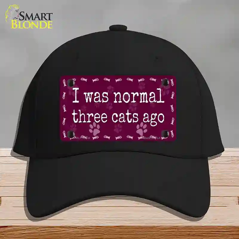 HAT03-MLP-11306 I Was Normal Three Cats Ago Novelty License Plate Hat, Cotton - Black